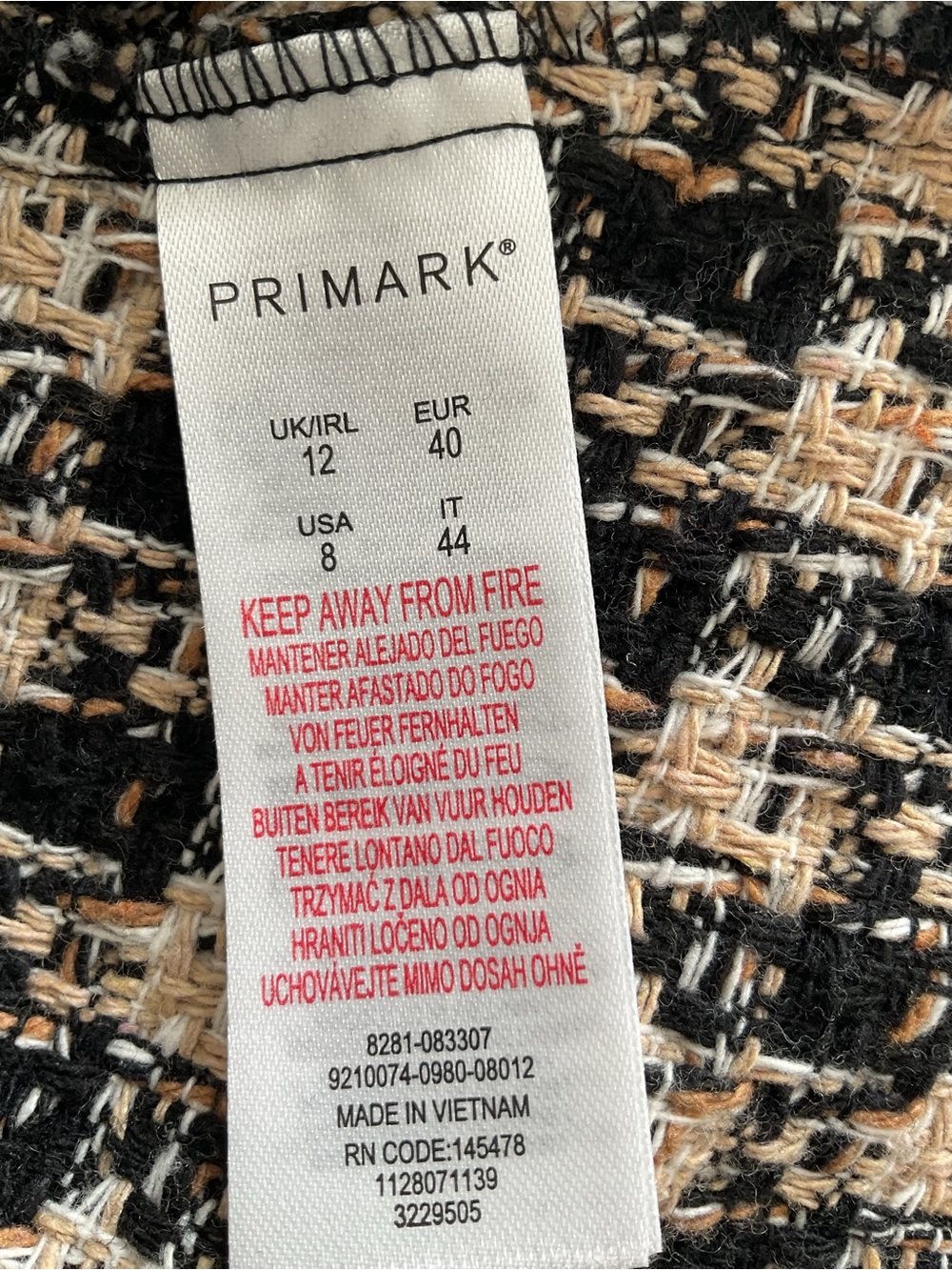 Primark Tweed Pinafore Mini Dress Black Beige Women’s Size 8 - Picture 7 of 14